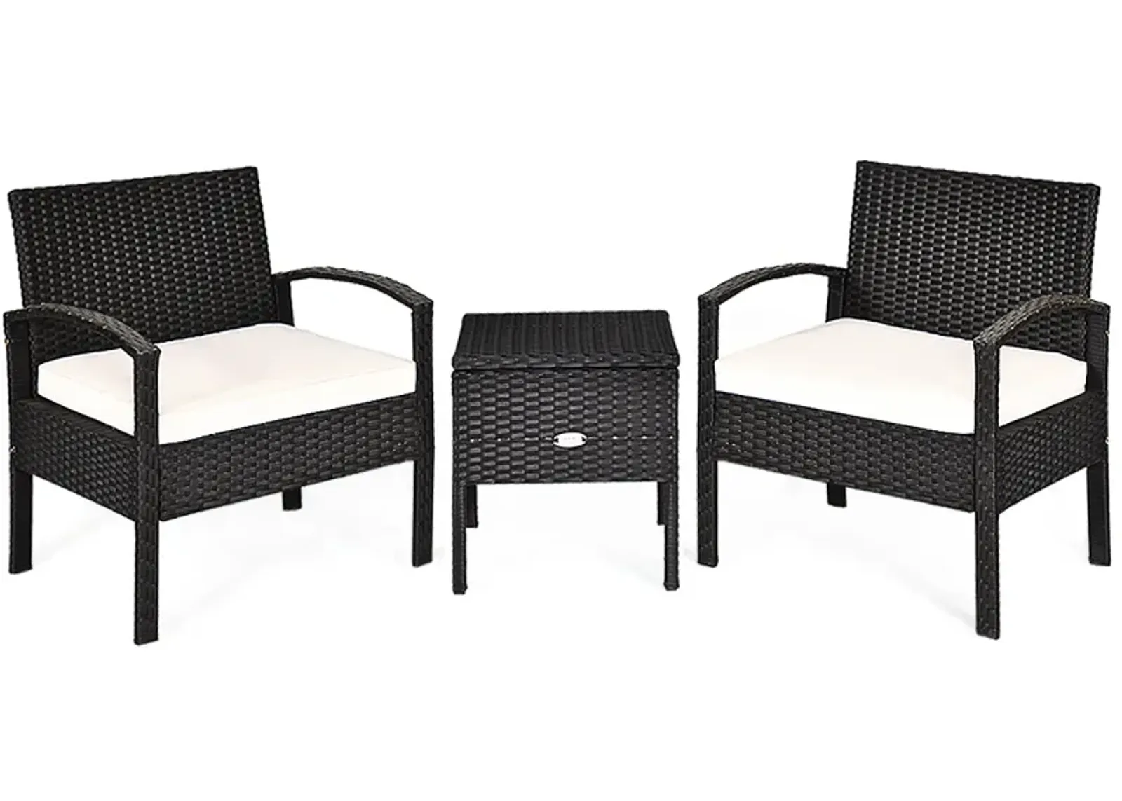 3 Piece PE Rattan Wicker Sofa Set with Washable and Removable Cushion for Patio