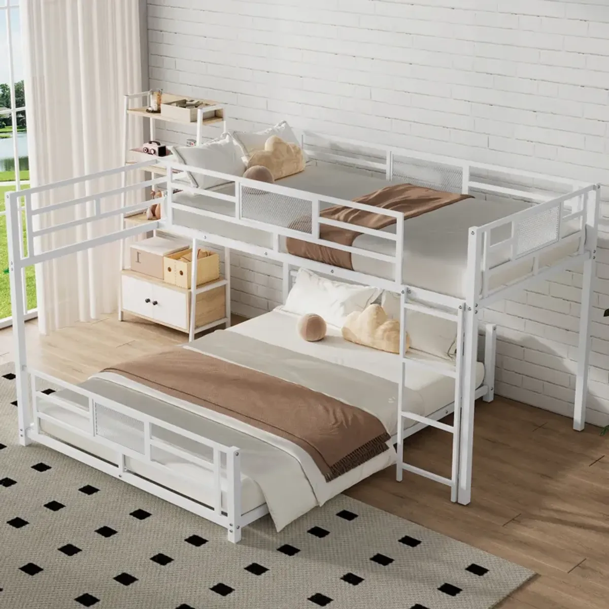 Merax L-shaped Metal Twin over Full Size Bunk Bed