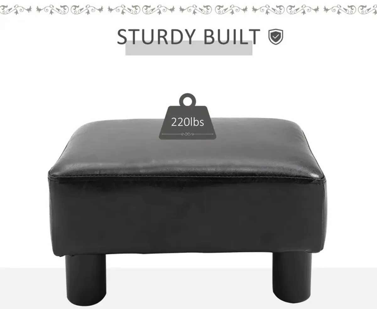 Ebony Relaxation: Padded Black Rectangular Ottoman for Living Spaces