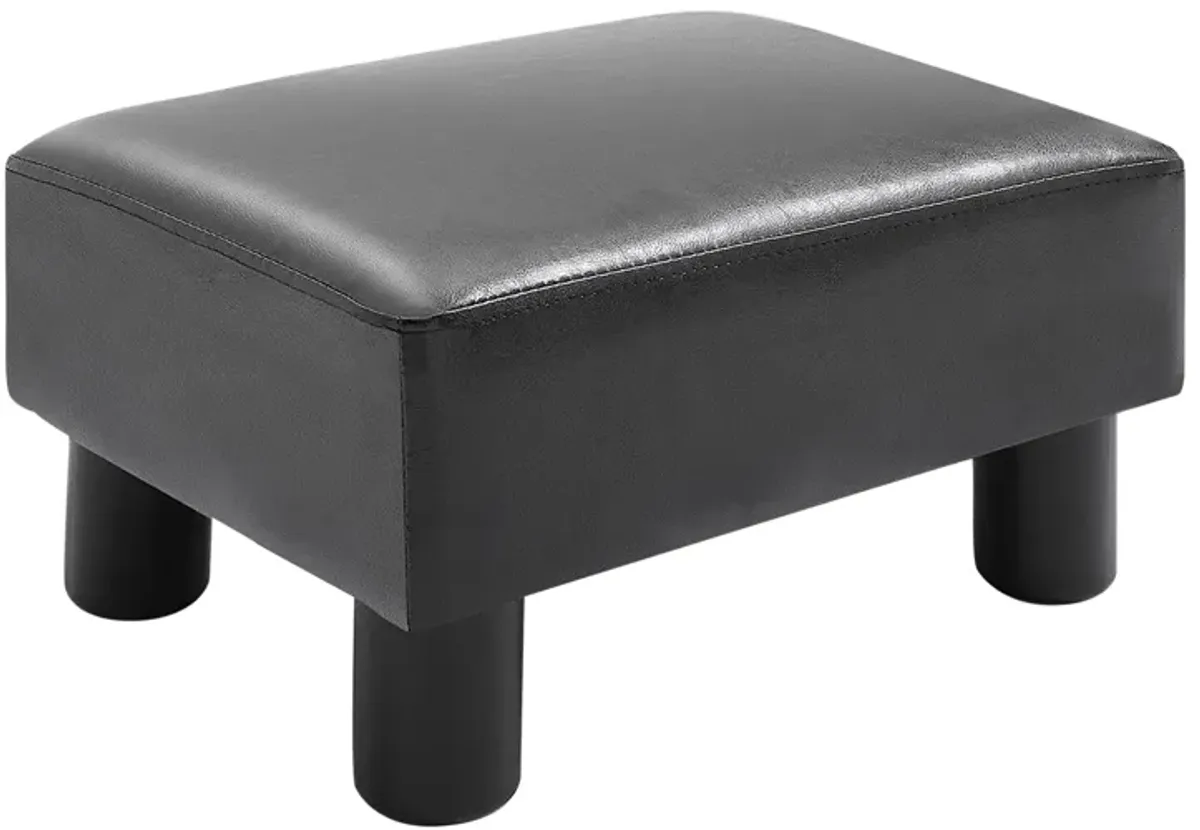 Ebony Relaxation: Padded Black Rectangular Ottoman for Living Spaces