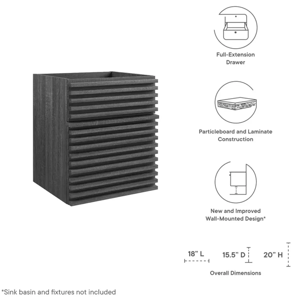 Render 18" Wall-Mount Bathroom Vanity Cabinet