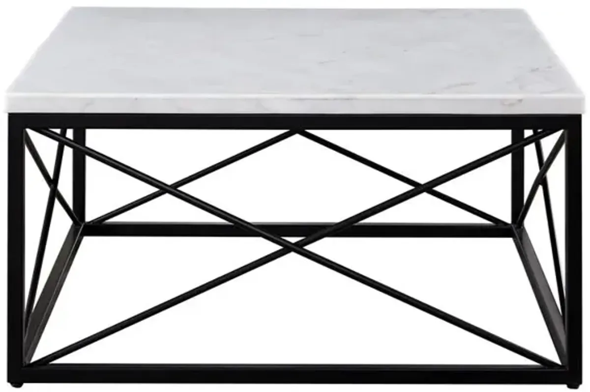 Skyler White Marble Top Square Cocktail Table