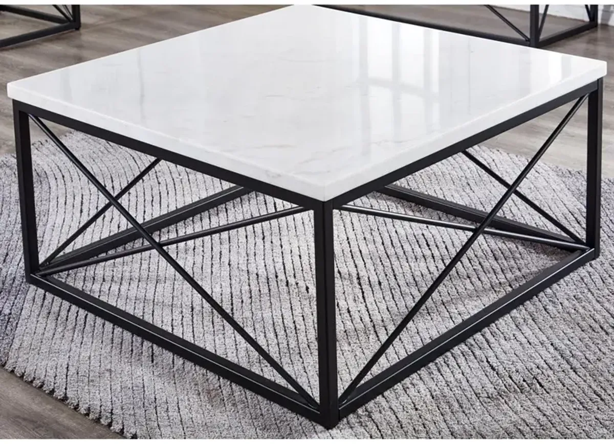 Skyler White Marble Top Square Cocktail Table