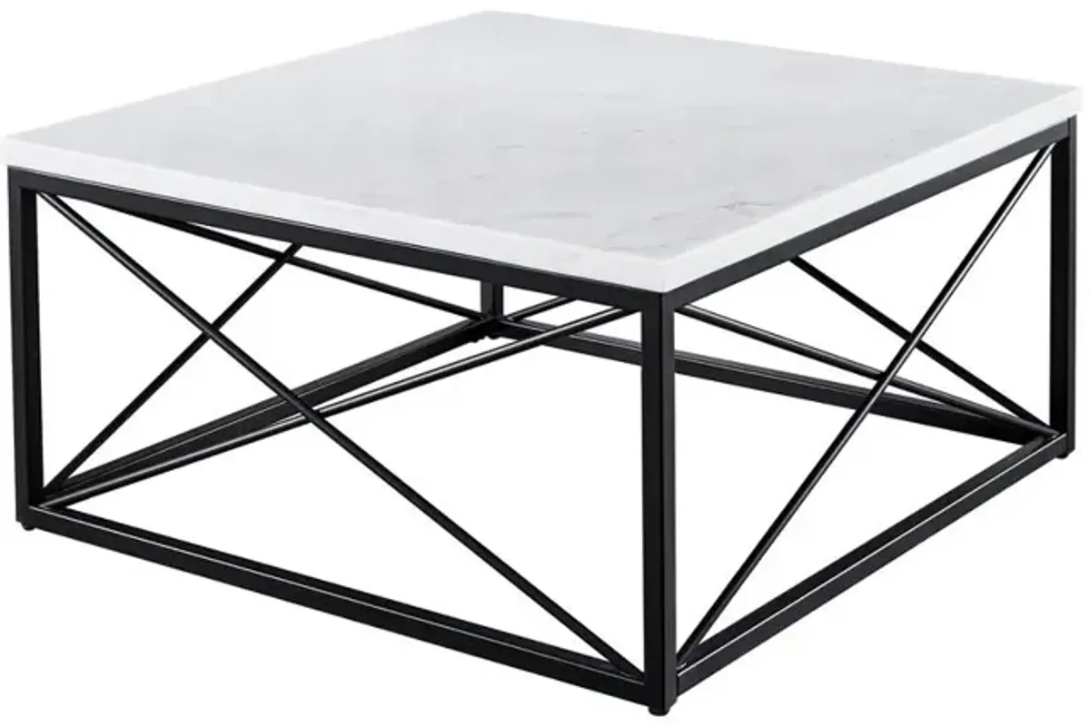 Skyler White Marble Top Square Cocktail Table