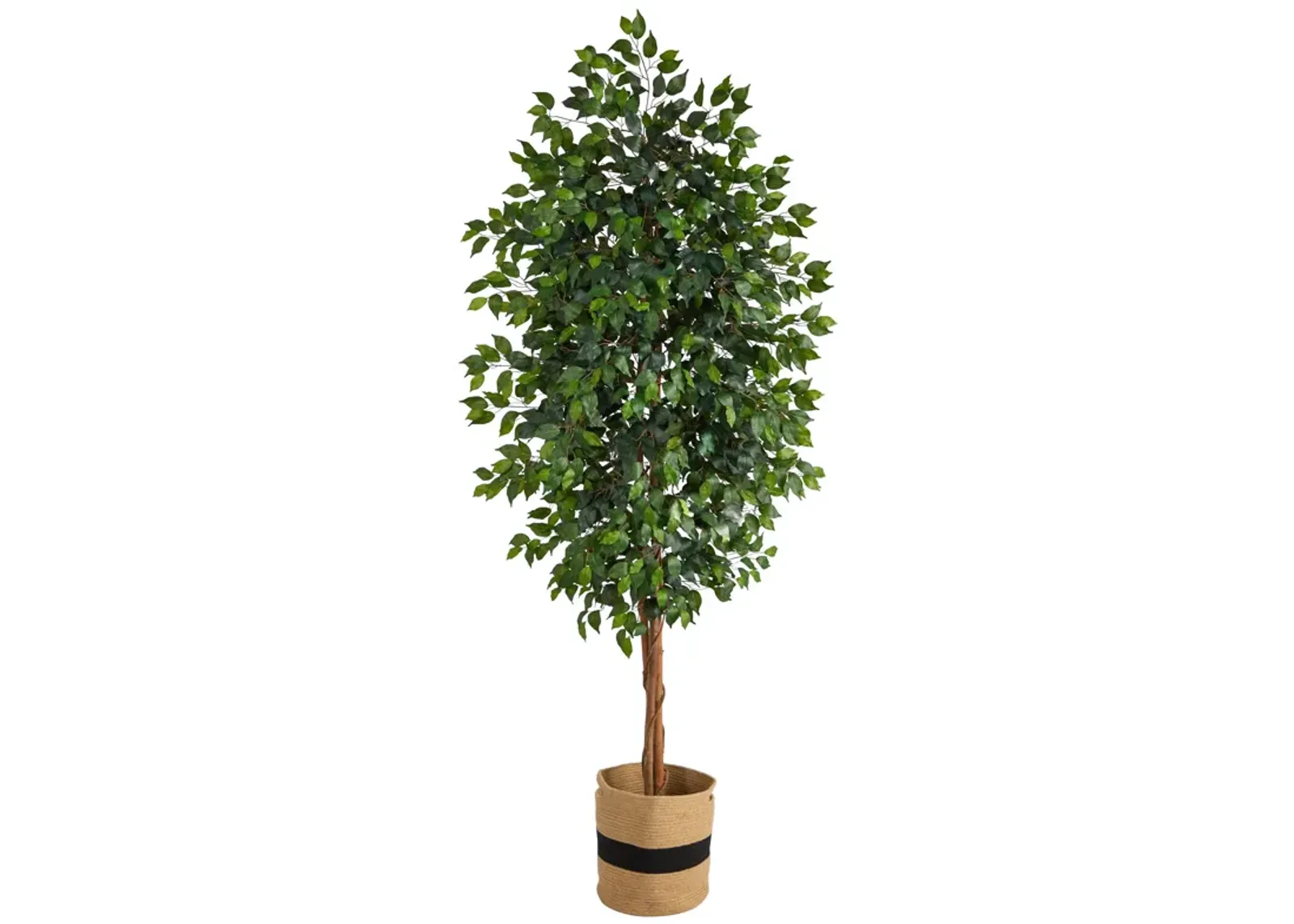 HomPlanti 8 Feet Ficus Artificial Tree in Handmade Natural Cotton Planter