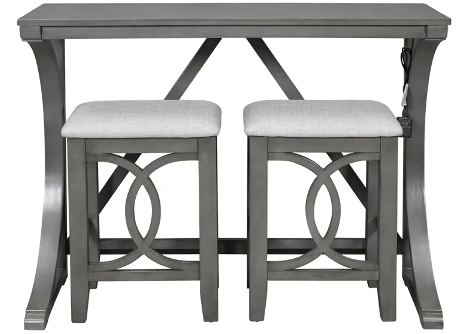 Merax 3-Piece Counter Height Dining Table Set with USB