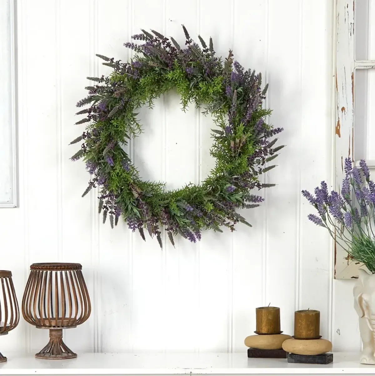 HomPlanti 24" Lavender Artificial Wreath