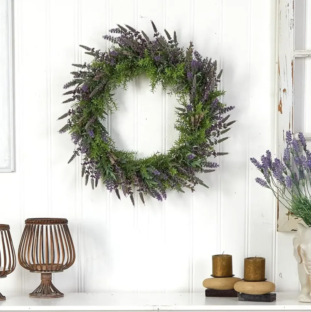 Hivvago 24" Lavender Artificial Wreath