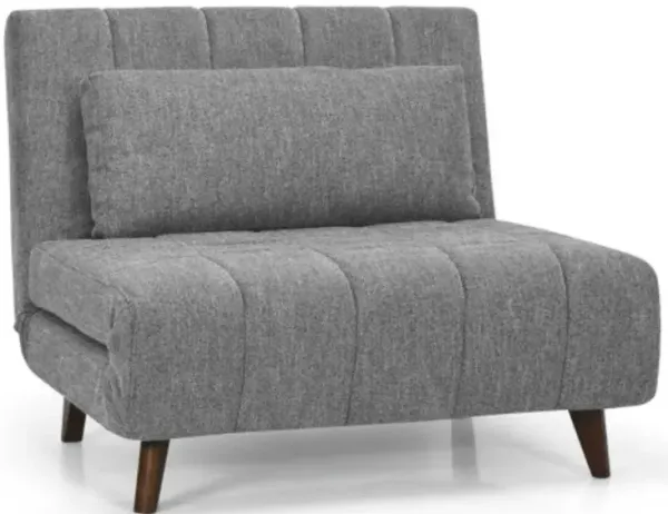 3 Position Folding Convertible Sofa Bed with Pillow-Gray