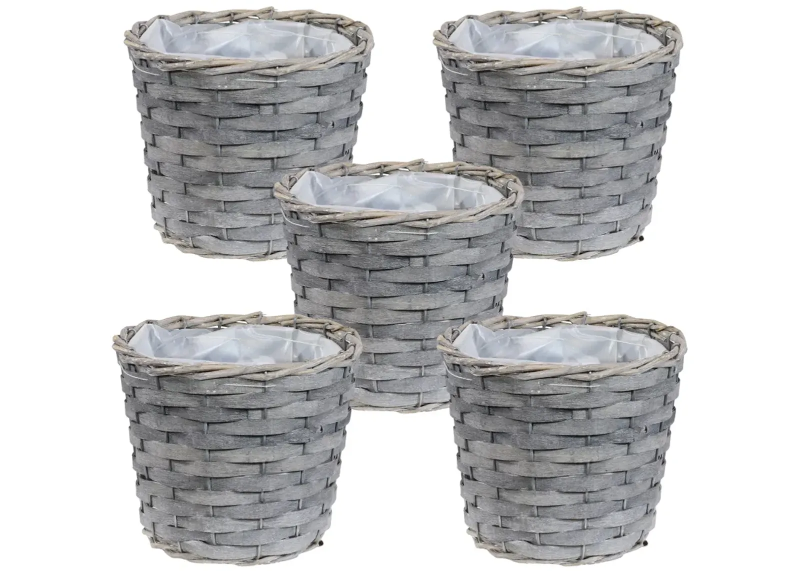 Sunnydaze 6.75 in Rattan Wicker Basket Planters with Lining - Set of 5