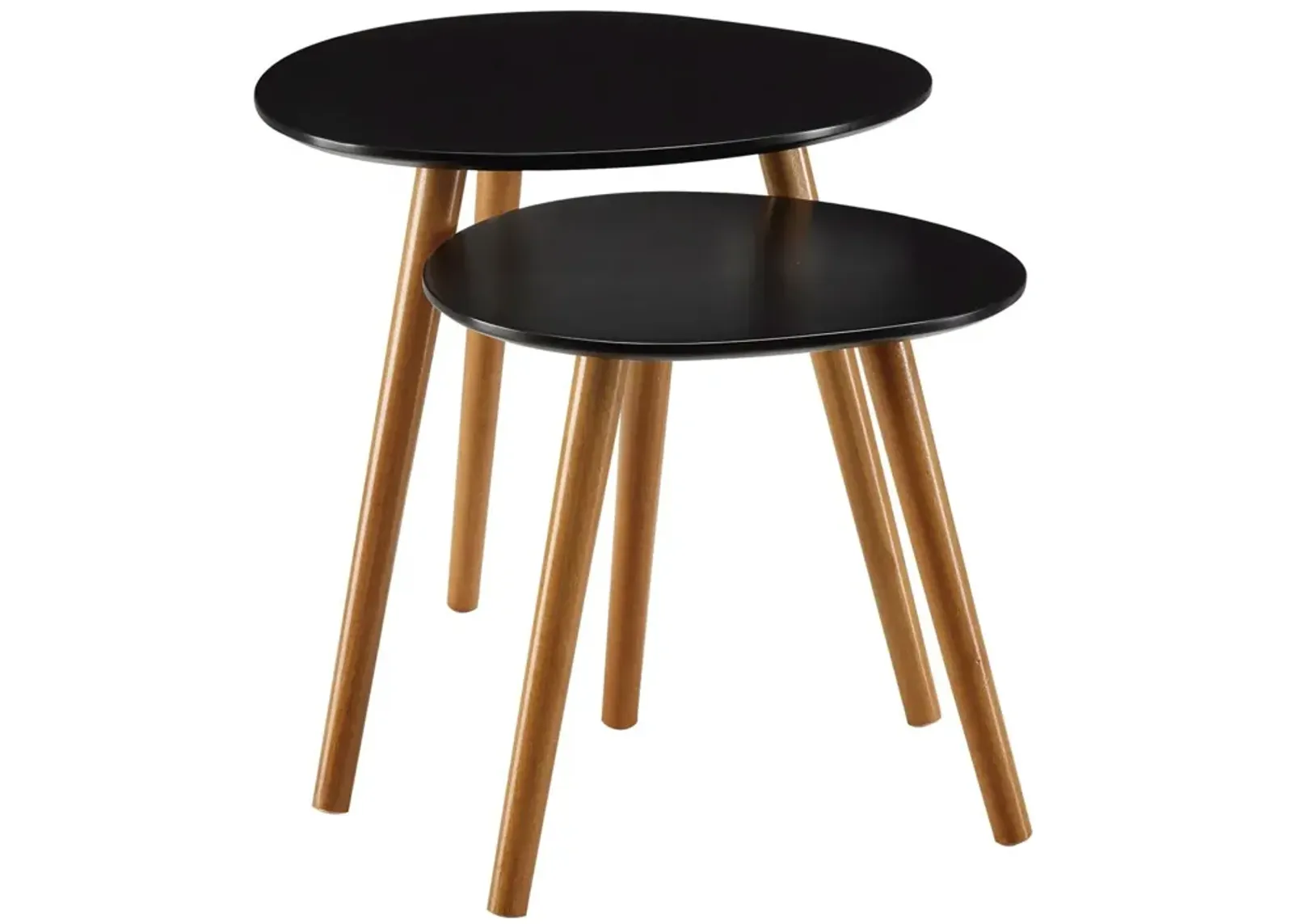 Hivvago Set of 2 - Modern Mid-Century Style Nesting Tables End Table in Black