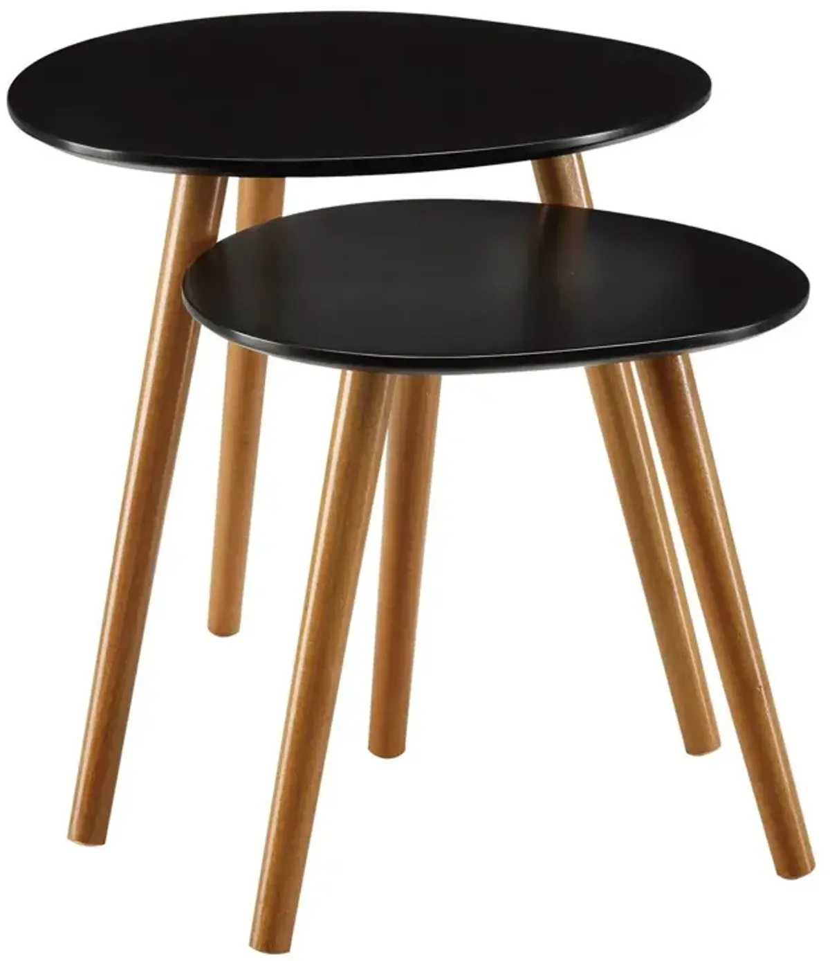 Hivvago Set of 2 - Modern Mid-Century Style Nesting Tables End Table in Black