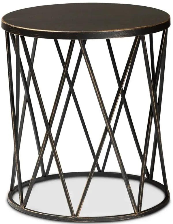 Baxton Studio Finnick Modern Industrial Antique Black Finished Metal End Table