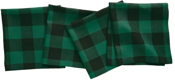 Solino Home 100% Pure Linen Dinner Napkins 20 x 20 Inch Set of 4 - Buffalo Check