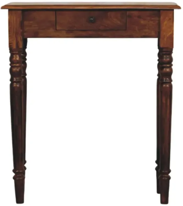 Artisan Furniture Solid Wood Turned Legs 1 Drawer Chestnut Console