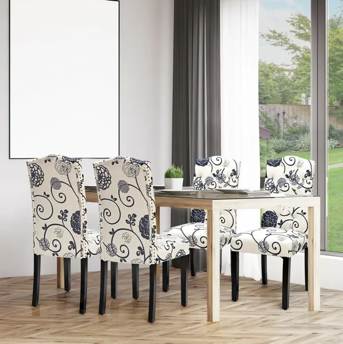 Set of 2 Tufted Upholstered Dining Chairs