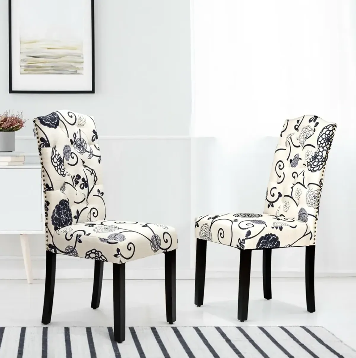 Set of 2 Tufted Upholstered Dining Chairs