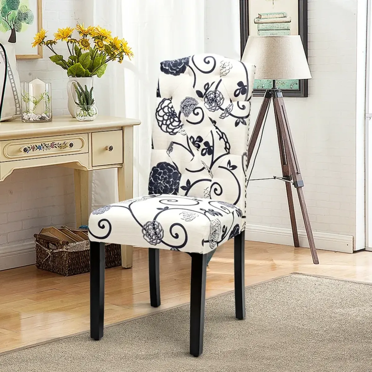 Set of 2 Tufted Upholstered Dining Chairs