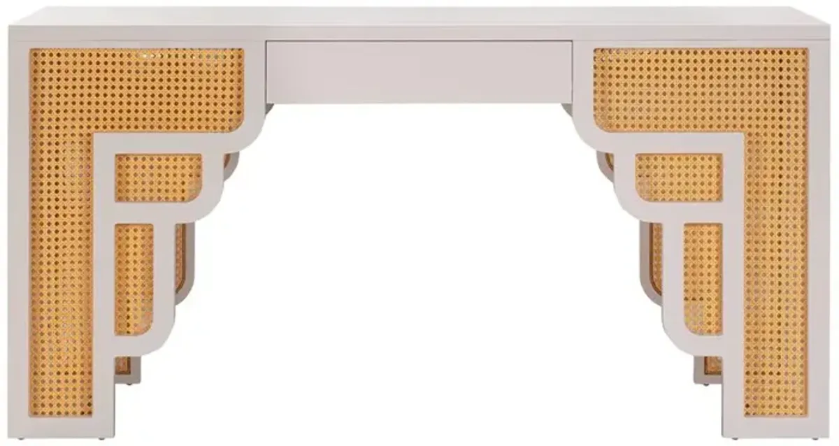 Belen Kox Palm Springs-Inspired Cream and Rattan Executive Desk, Belen Kox