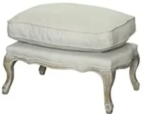 Pangea Home Z-Rodney Ottoman- Antique White And Linen
