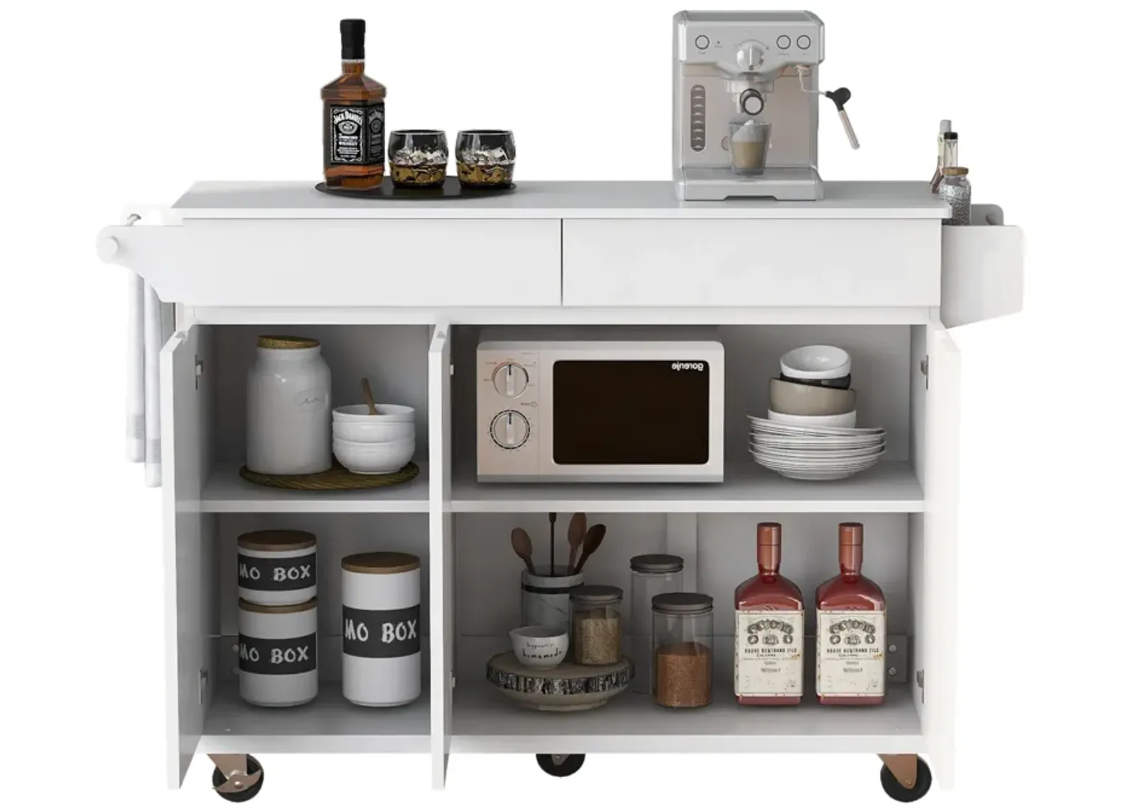 Merax Kitchen Island with Drop Leaf and Spice Rack