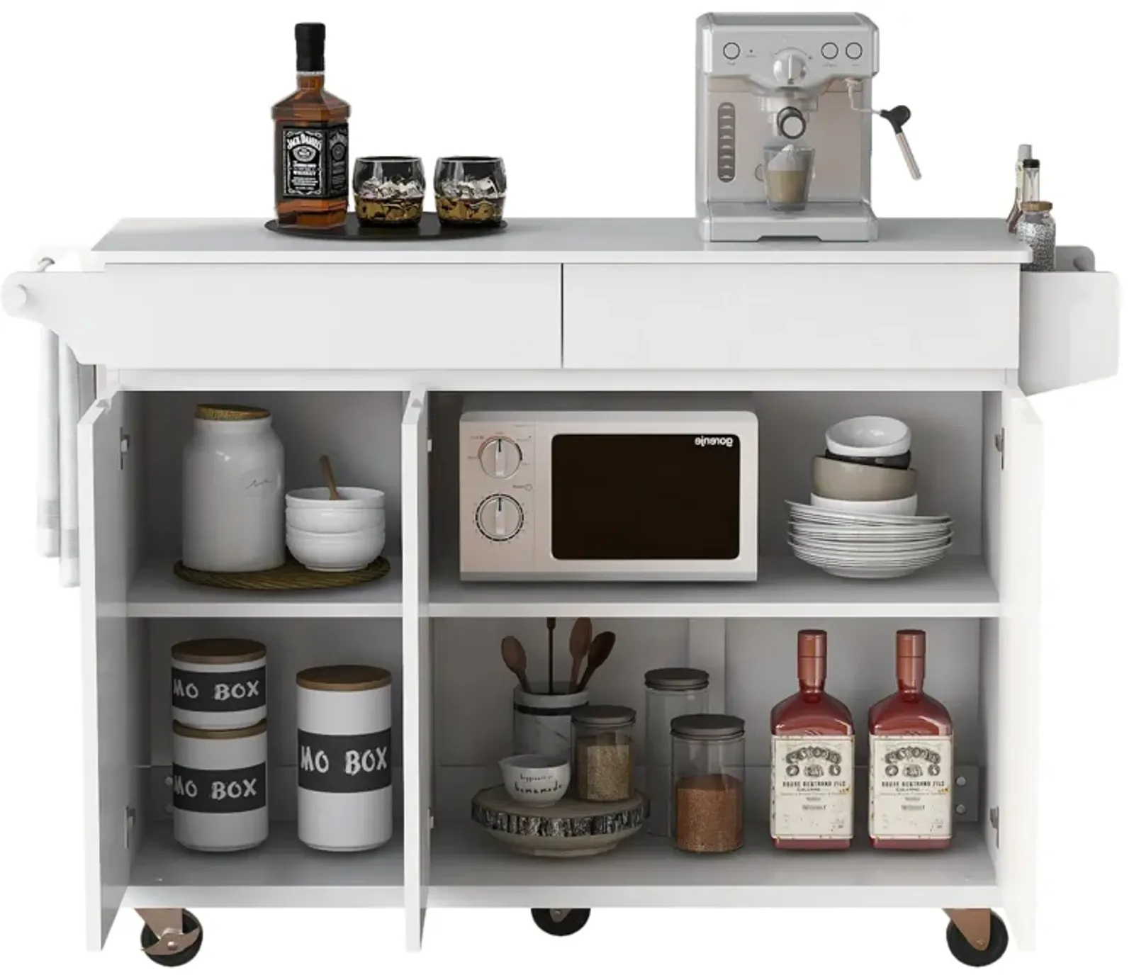 Merax Kitchen Island with Drop Leaf and Spice Rack