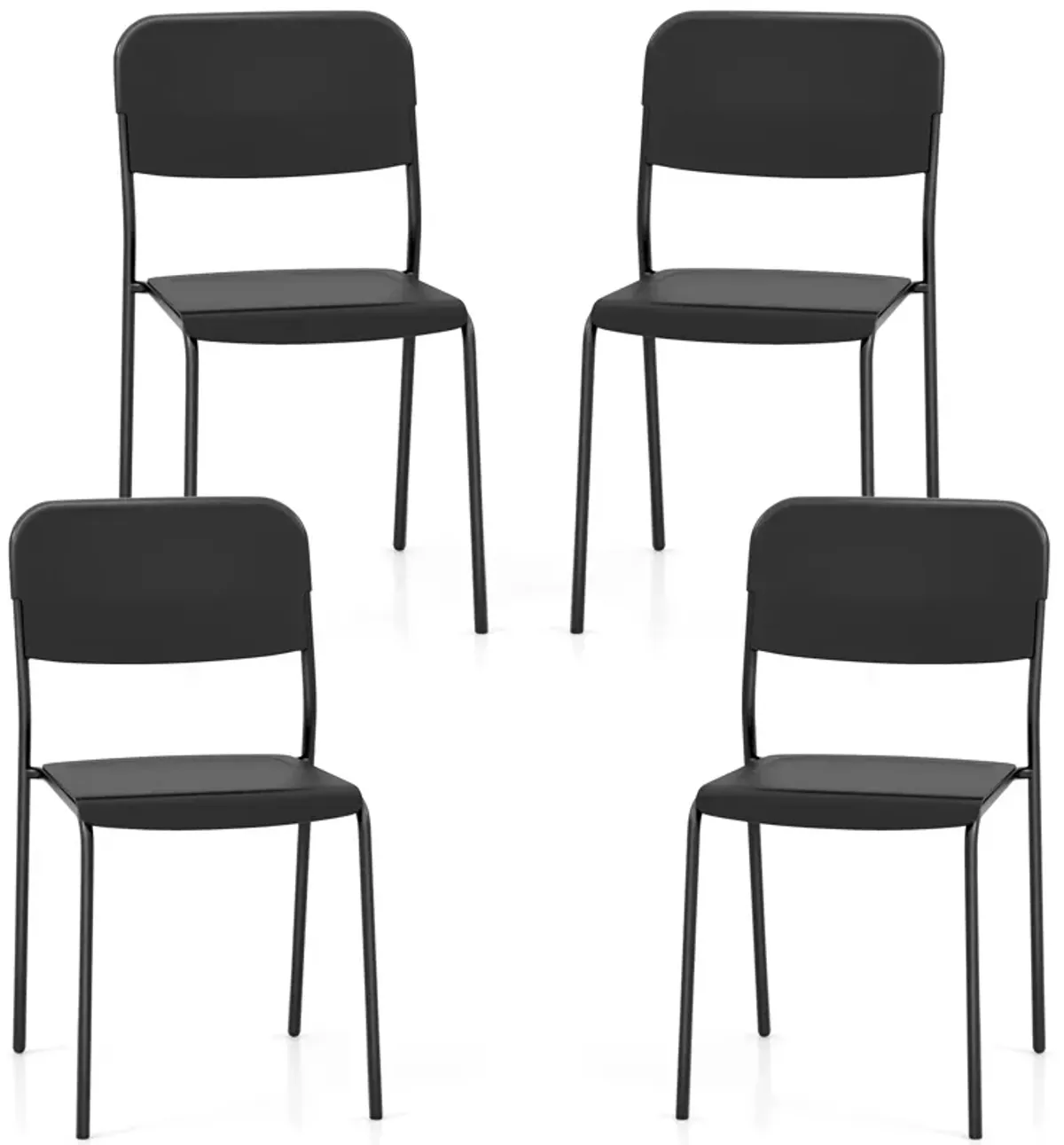 Modern Dining Chairs Set of 4 with Tilted Backrest and Sturdy Metal Legs