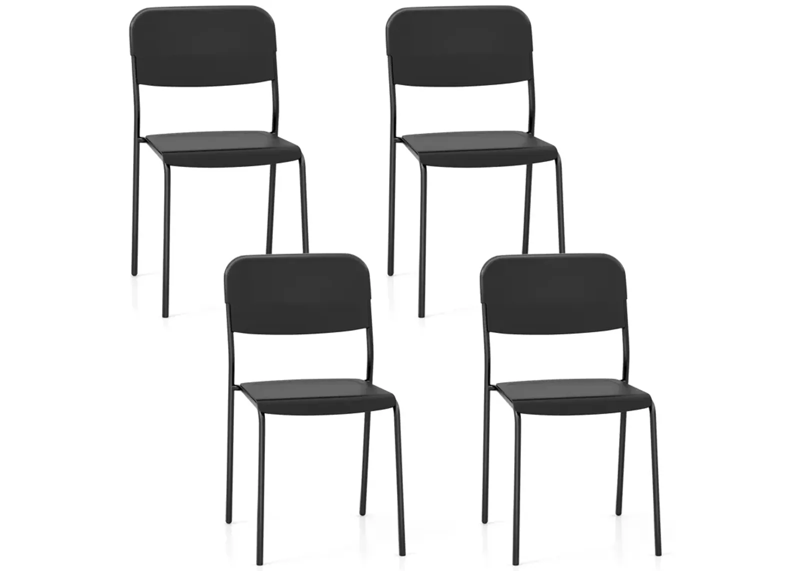 Modern Dining Chairs Set of 4 with Tilted Backrest and Sturdy Metal Legs