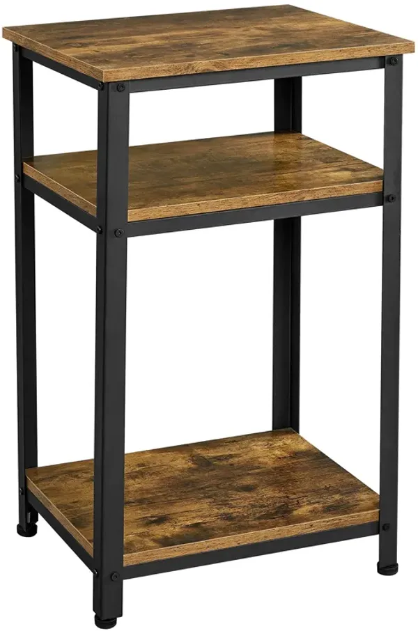 Yaheetech Tall End Table, 30 Inches High Side Table with Wooden Shelves & Strong Metal Frame, Large 3-Tier Telephone Table for L