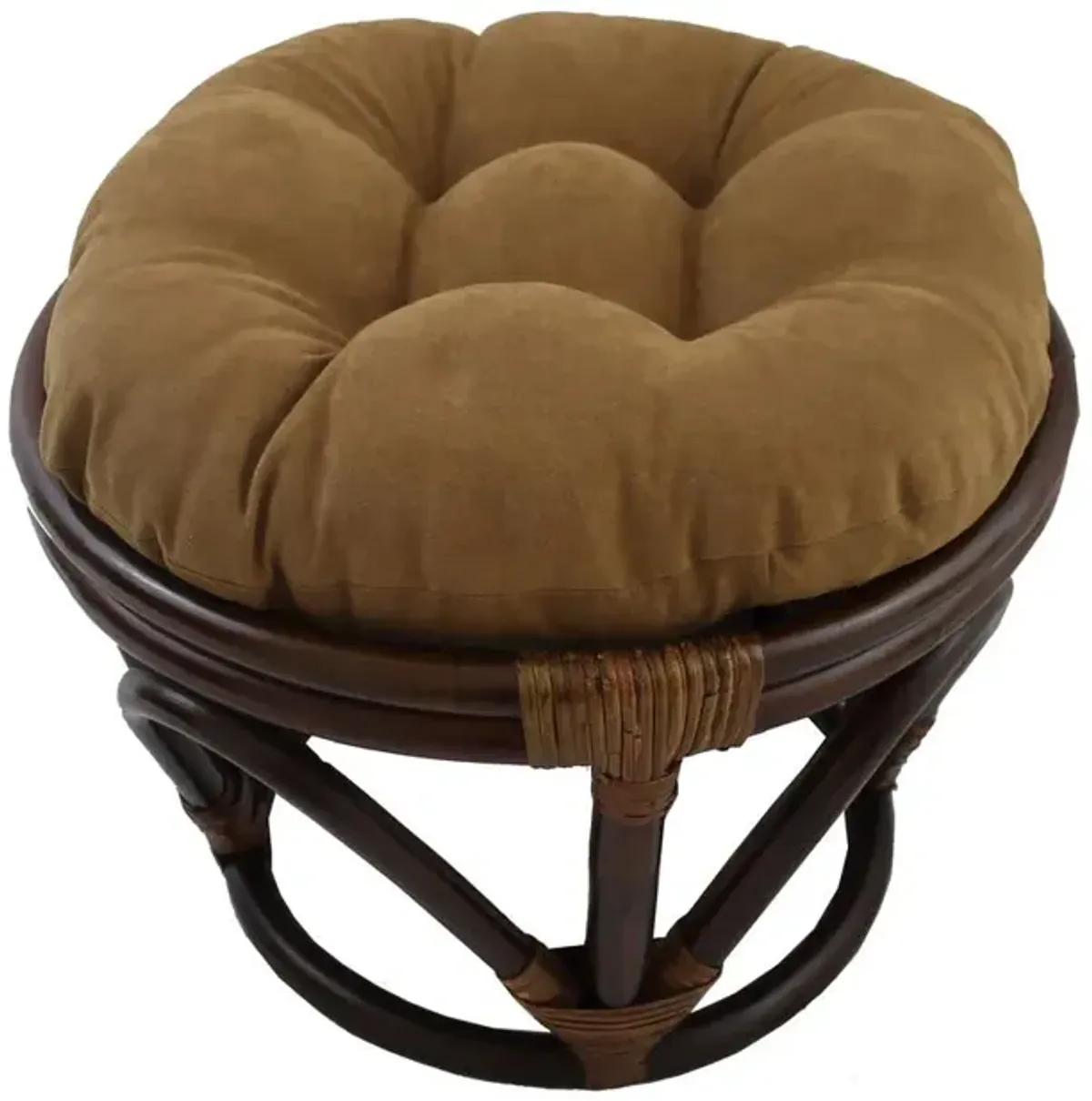 Rattan Ottoman with Micro Suede Cushion