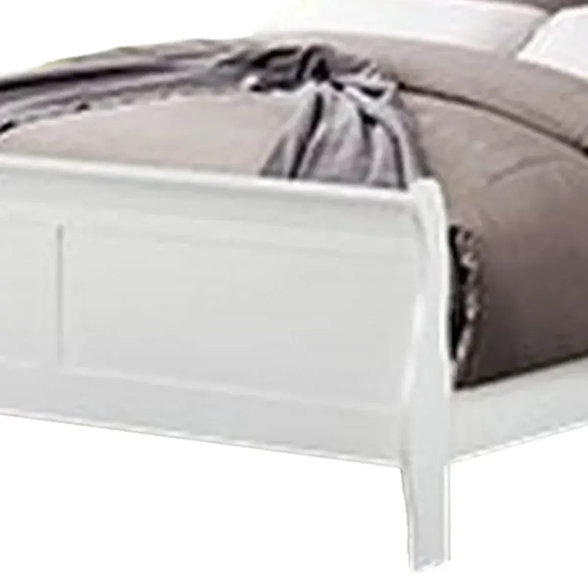 Ryla Queen Size Bed, Sleek Modern Panel Headboard Design, White Solid Wood