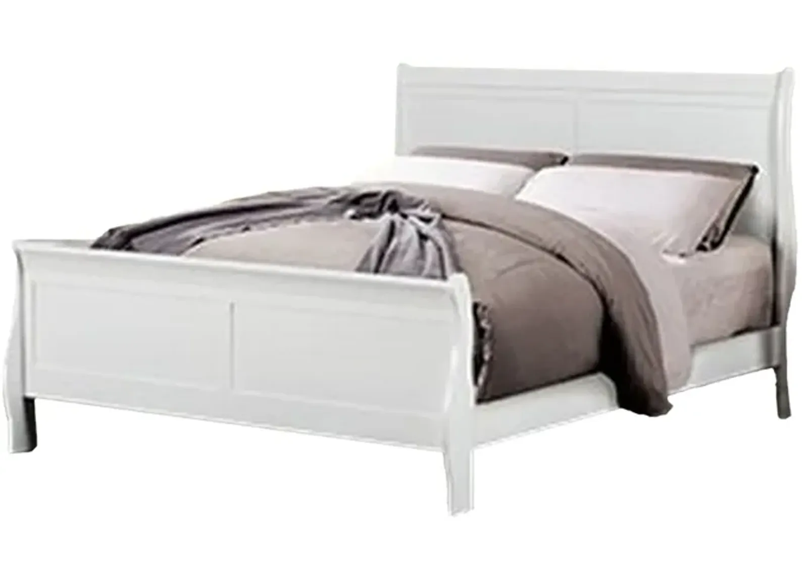 Ryla Queen Size Bed, Sleek Modern Panel Headboard Design, White Solid Wood