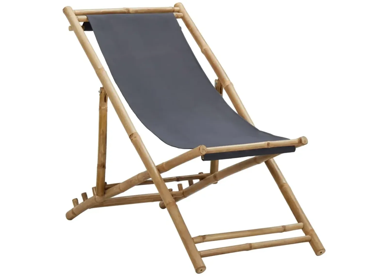 vidaXL Deck Chair Bamboo and Canvas Dark Gray