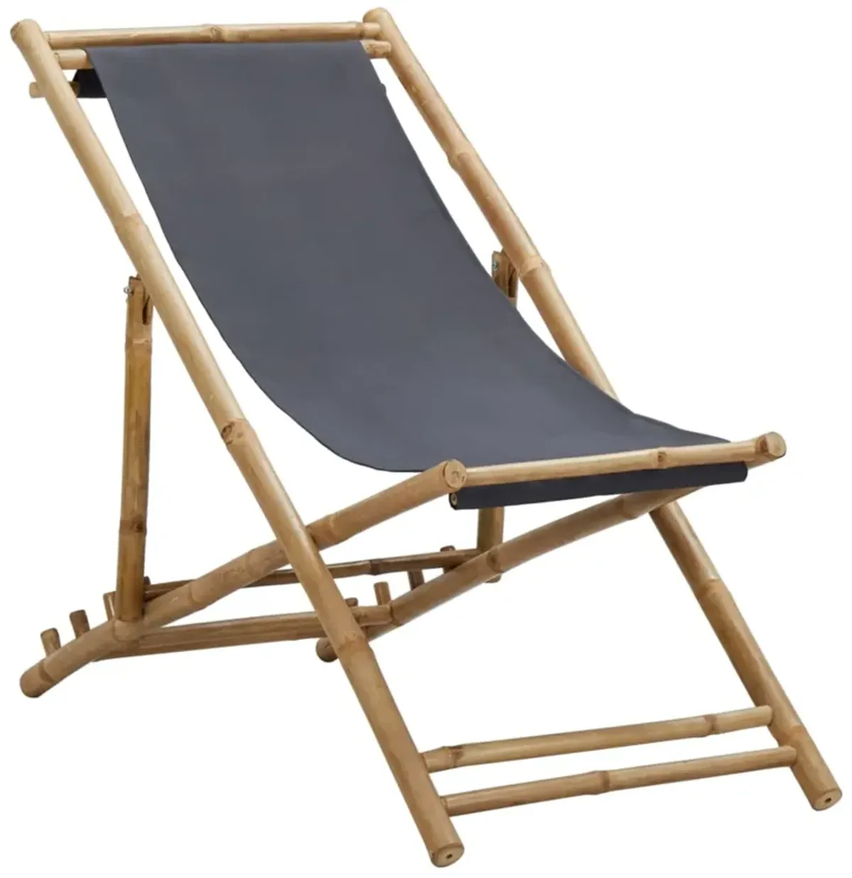 vidaXL Deck Chair Bamboo and Canvas Dark Gray