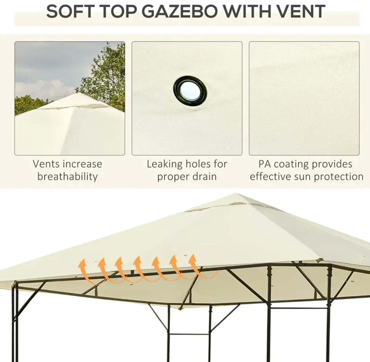 Versatile Yard Shelter: 10'x10' Modern Steel Frame Gazebo for Gatherings