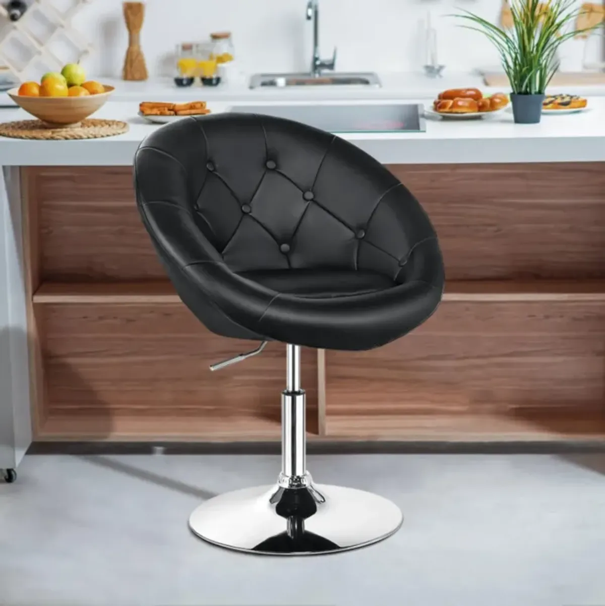 Hivvago 1 Piece Adjustable Modern Swivel Round Tufted