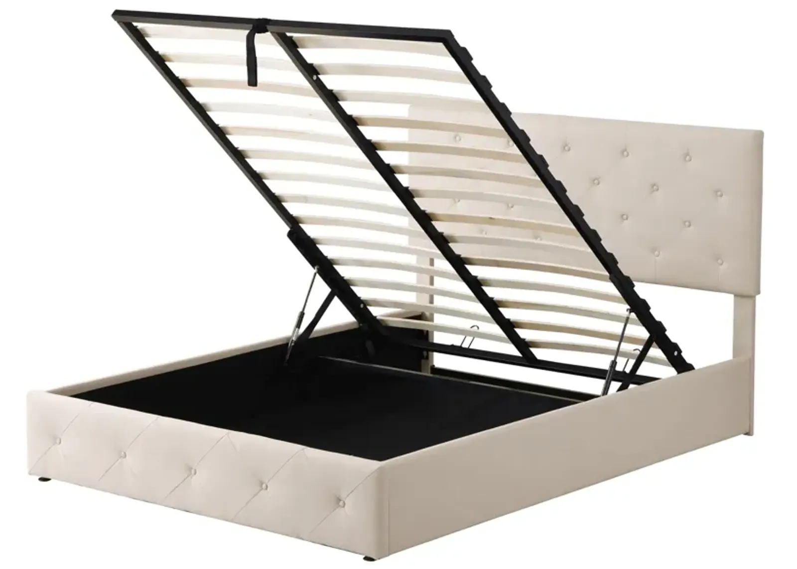 Queen Size Upholstered Platform Bed With A Hydraulic Storage System