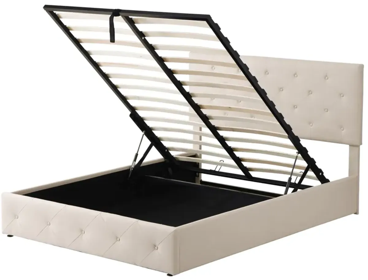 Queen Size Upholstered Platform Bed With A Hydraulic Storage System