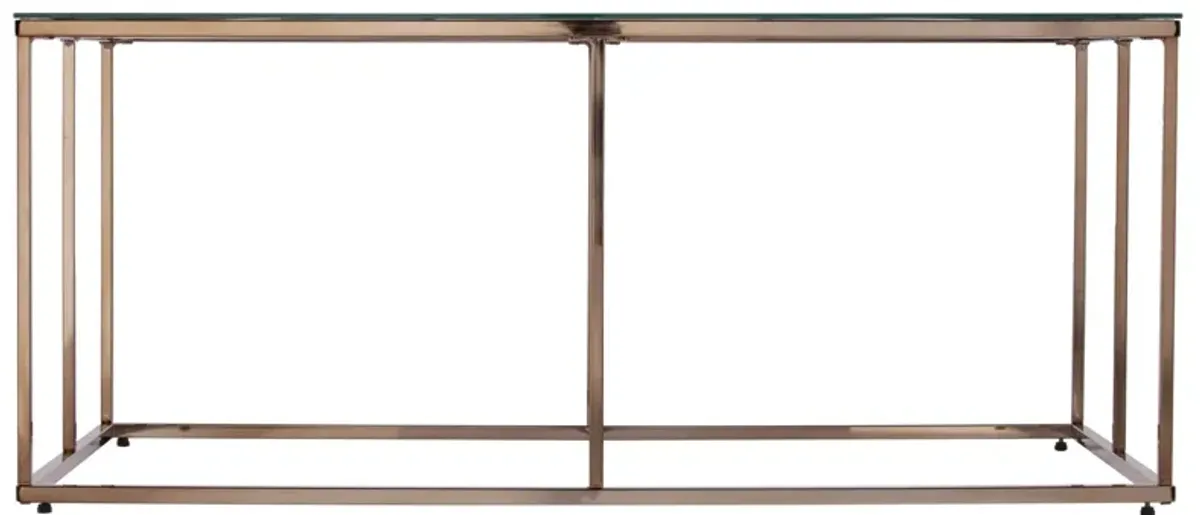 Hivvago 42" Champagne Glass And Metal Geometric Coffee Table