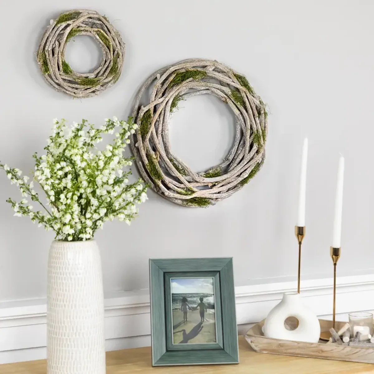 Twig and Moss Artificial Weathered Spring Wreath - 14.5"