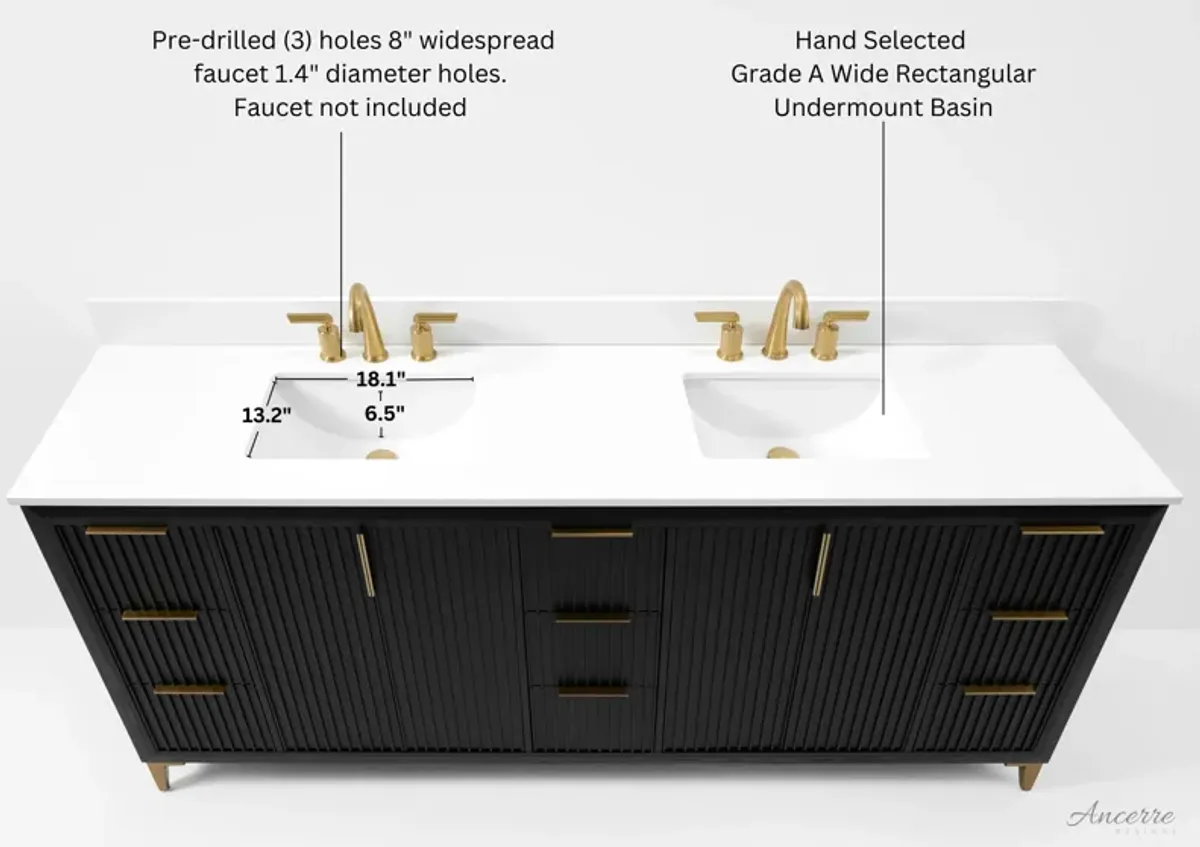 Turlington 84 in. Bath Vanity Set with White Quartz Vanity Top and White Undermount Basin