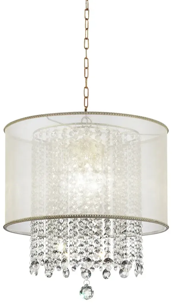 Hivvago Primo Gold Finish Ceiling Lamp with Crystal Accents and White Shade