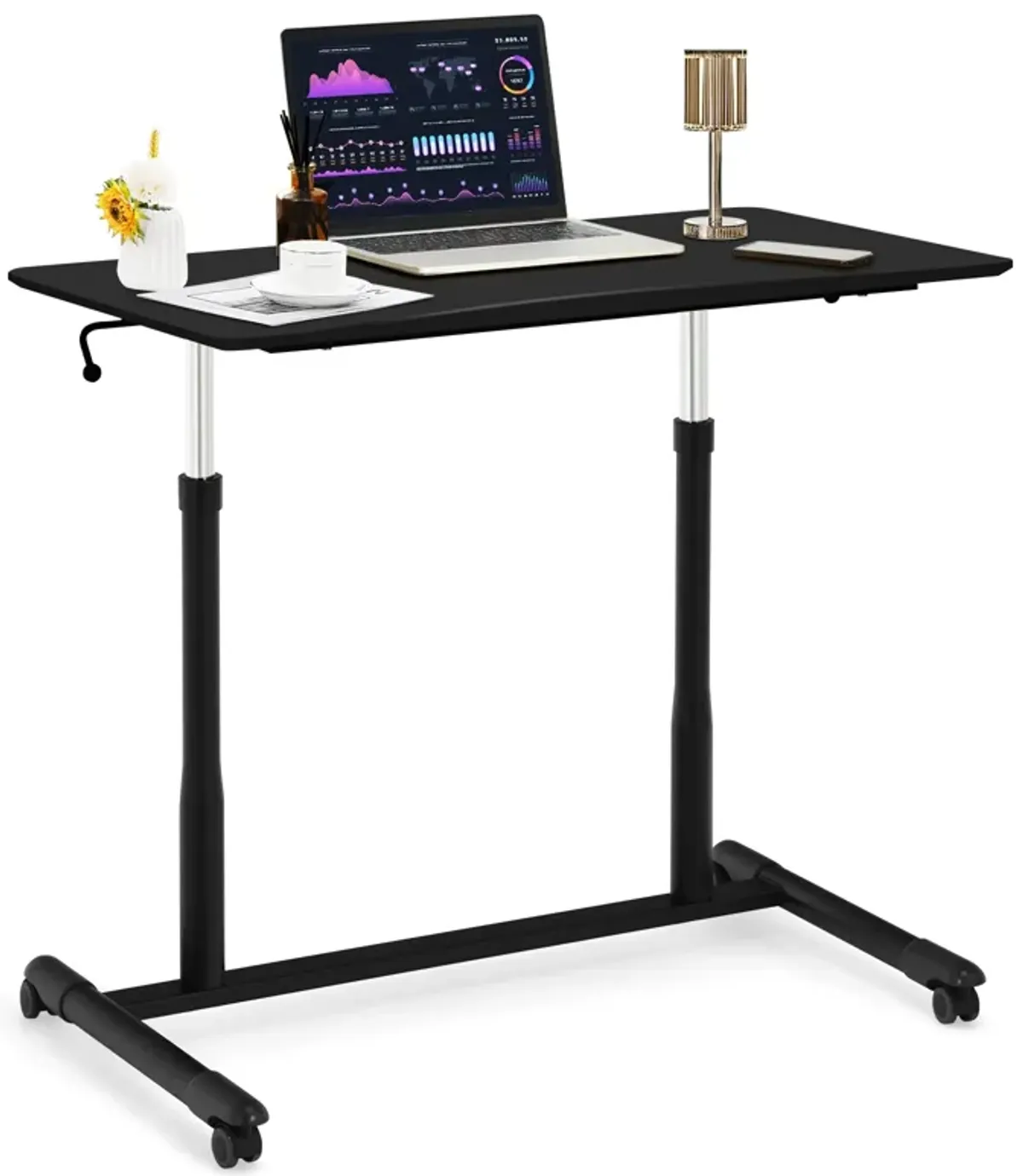 Height Adjustable Computer Desk Sit to Stand Rolling Notebook Table