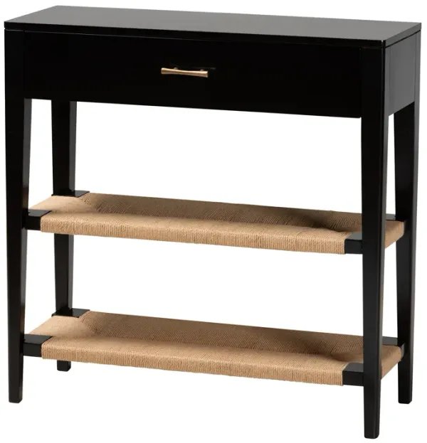 Baxton Studio Freya Modern Bohemian Black Finished Bayur Wood 1-Drawer Console Table