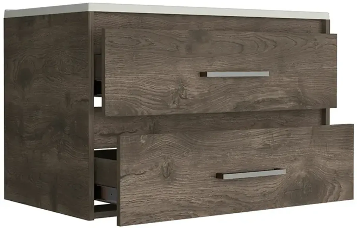 Wall Mounted Bathroom Vanity Alma, Bathroom, Dark Brown / White