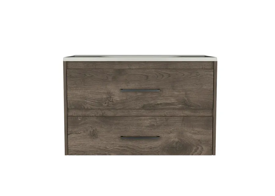 Wall Mounted Bathroom Vanity Alma, Bathroom, Dark Brown / White