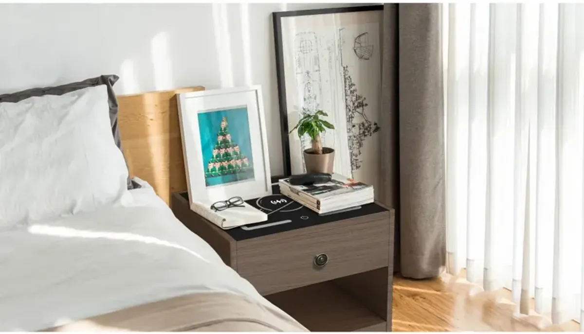 Nightstand With Wireless Charging Station