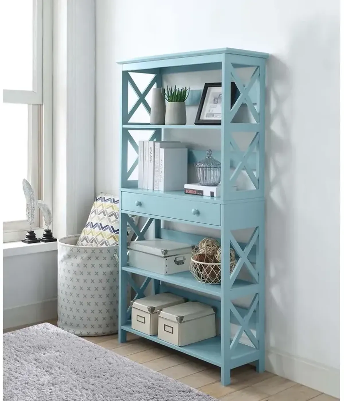 Convience Concept, Inc. Oxford 5 Tier Bookcase with Drawer