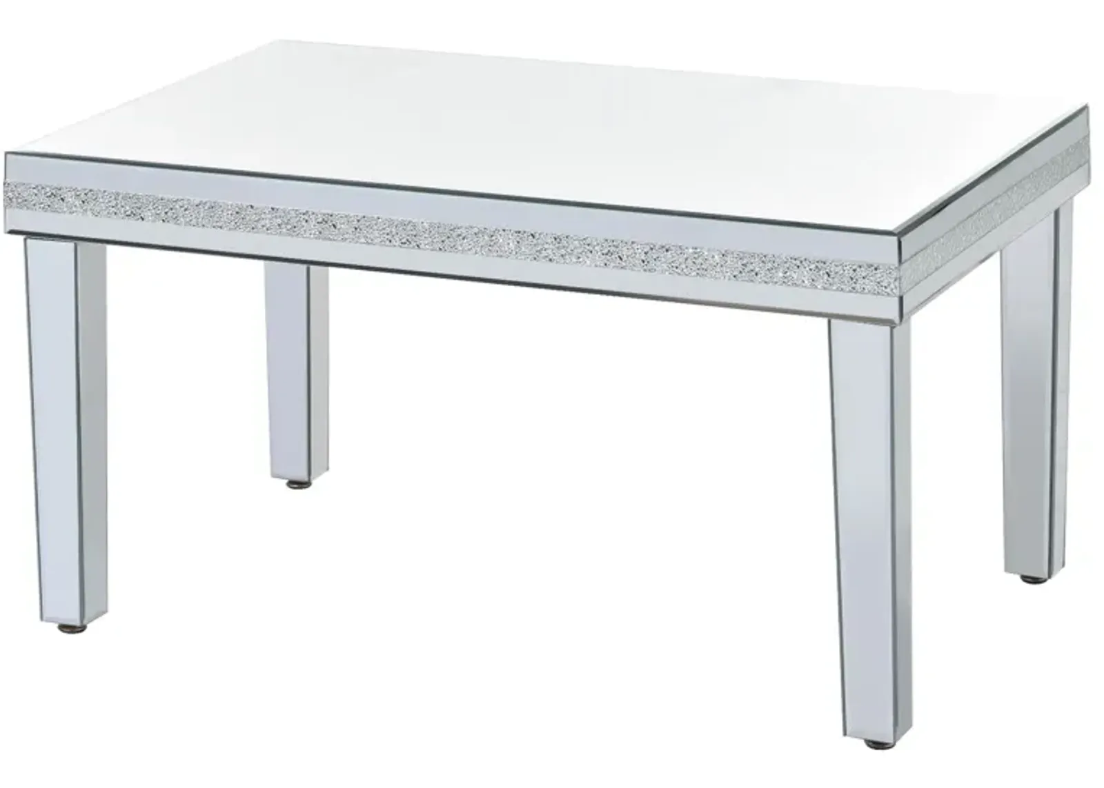 Fashionable Modern Glass Mirrored Coffee Table - Cocktail Table with Crystal Design