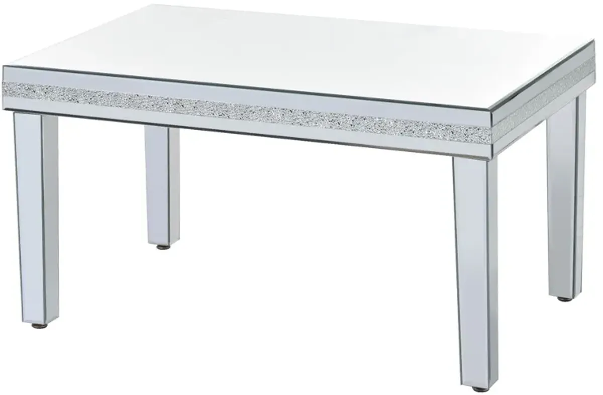 Fashionable Modern Glass Mirrored Coffee Table - Cocktail Table with Crystal Design